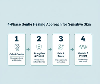4-phase gentle approach to heal acne scars on sensitive skin without irritation