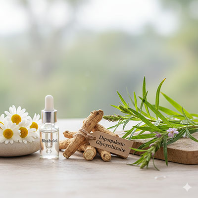 The three gentlest acne-fighting ingredients for sensitive skin: Bisabolol, Dipotassium Glycyrrhizate, and Willowherb Extract.